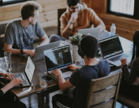 software development project Programmers working together on a software develpment project